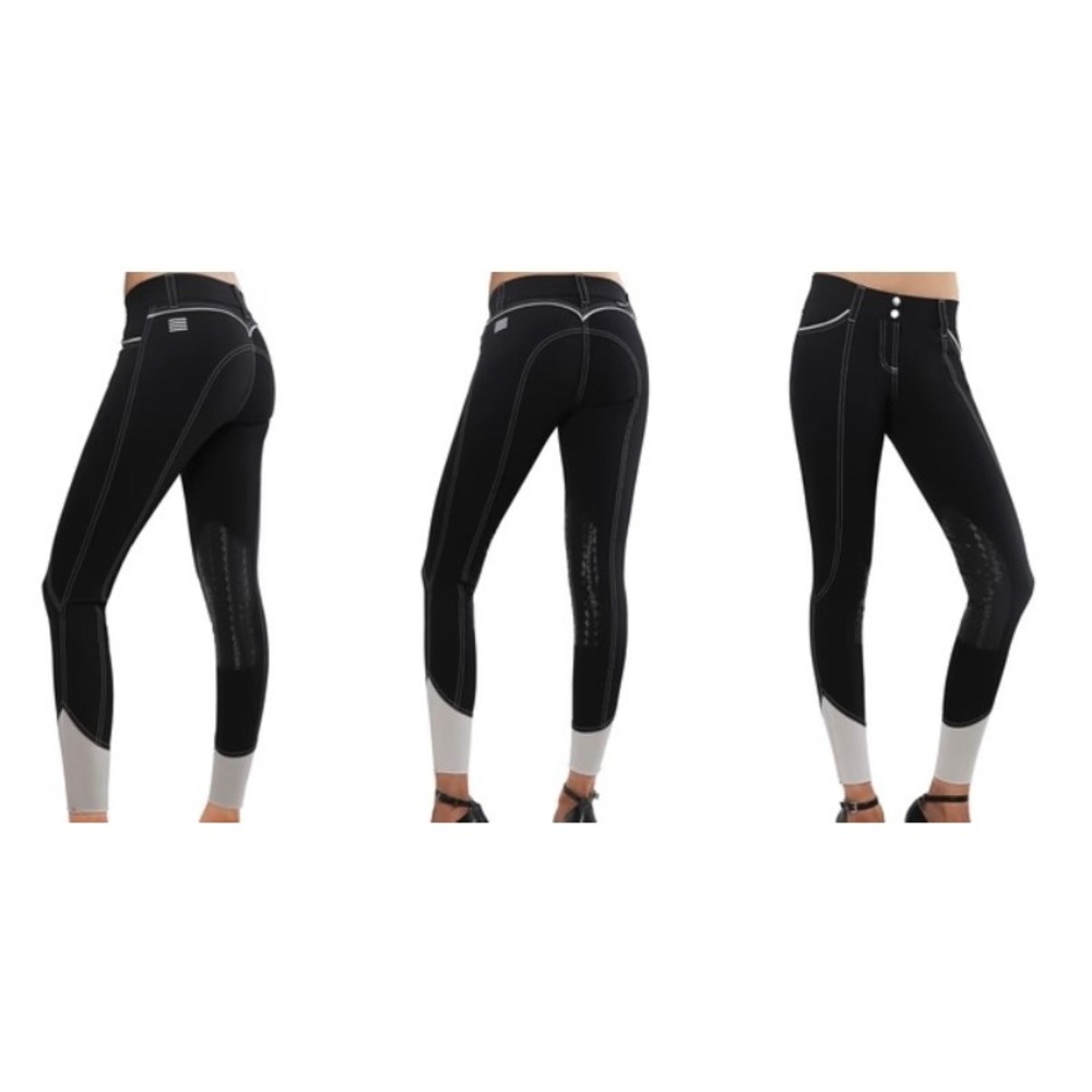 GhoDho Equestrian Breeches  Womens 26 Black Contrast Stitch Knee